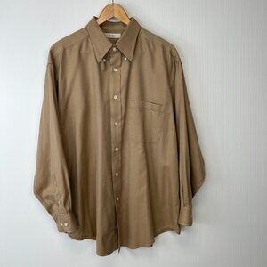 Turnbury Button Up Men Large 33 Long Sleeve Shirt Pocket Cotton Brown Work Core
